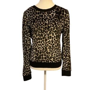 Michael Kors Leopard Print Velour Long Sleeve Sweater Size XL